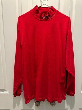 Vintage Wisconsin Badgers Mock Neck Shirt Cadre Athletic Red Long Sleeve L